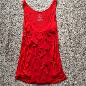 New York & Company Red Ruffle Tank